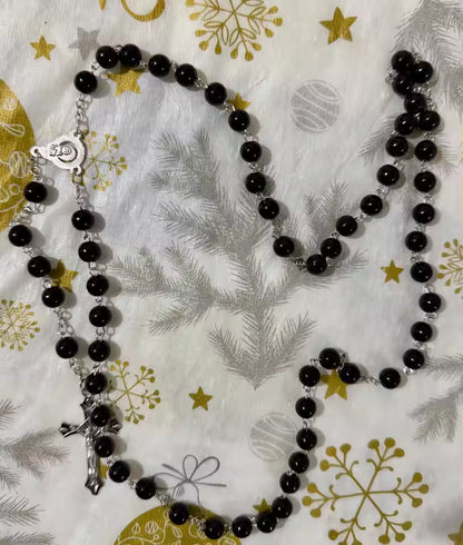 Five Decade Pearl Rosary — Catholic Prayer Beads with Crucifix and Blessed Mother Centerpiece