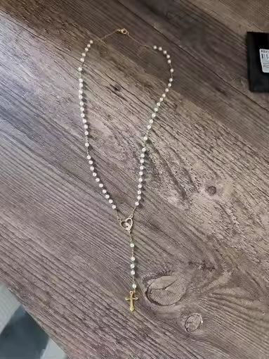 Five Decade Rosary — Dainty Catholic Prayer Beads with Cross and Marian Heart Medal