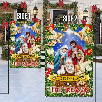 Nativity of Jesus Holy Night Christmas Flag Jesus Is The Reason For The Season