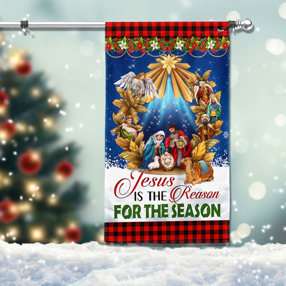 Jesus Christmas Flag Jesus Is The Reason For The Season Holy Night Nativity of Jesus Flag