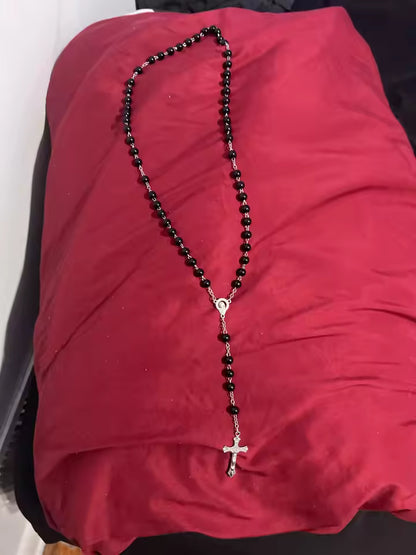 Five Decade Pearl Rosary — Catholic Prayer Beads with Crucifix and Blessed Mother Centerpiece