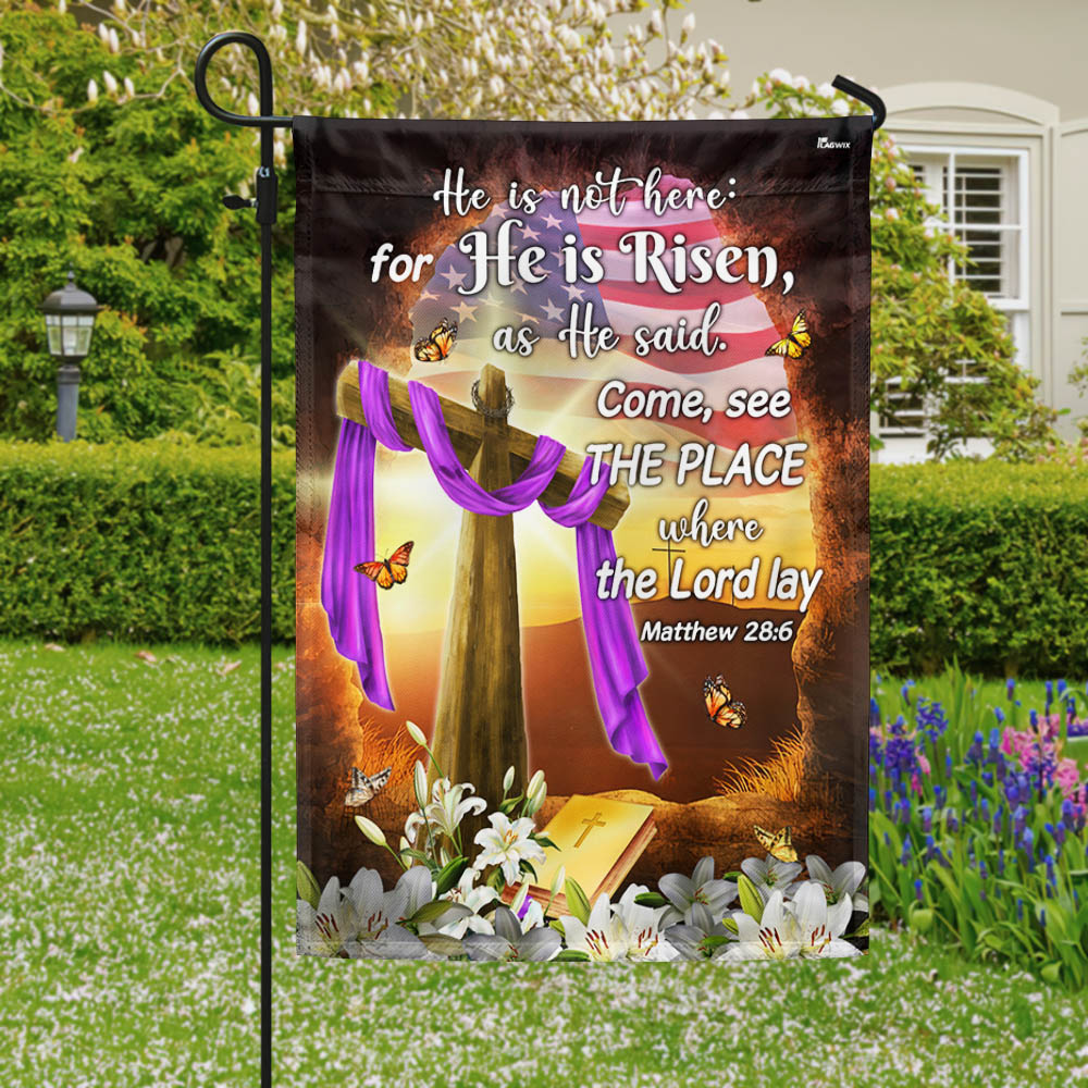 FLAGWIX Resurrection of Jesus Tomb Easter Jesus He Is Not Here For He Is Risen Christian Flag