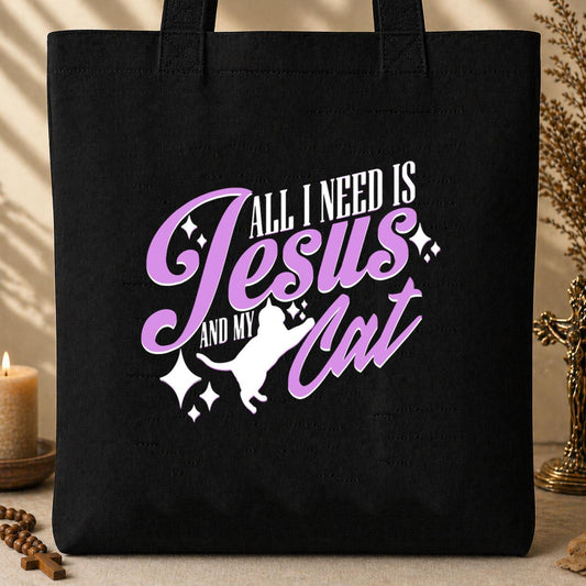 All I Need Is Jesus And My Cat Tote Bag