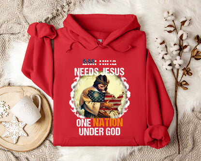 America Needs Jesus One Nation Under God Hoodie