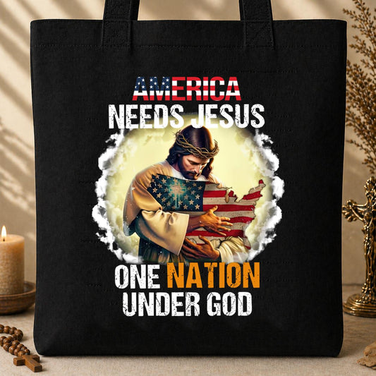 America Needs Jesus One Nation Under God Tote Bag
