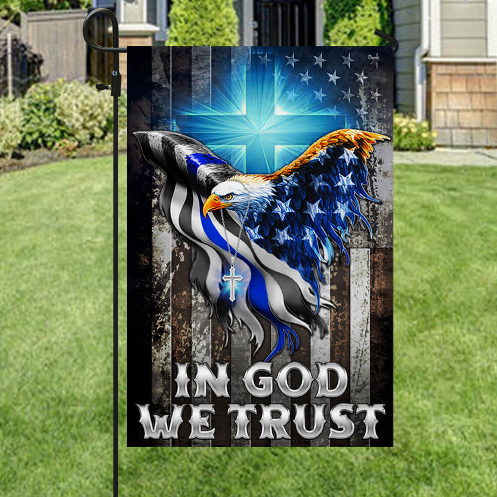Flagwix American Flag - In God We Trust Christian Cross, American Eagle, The Thin Blue Line Flag