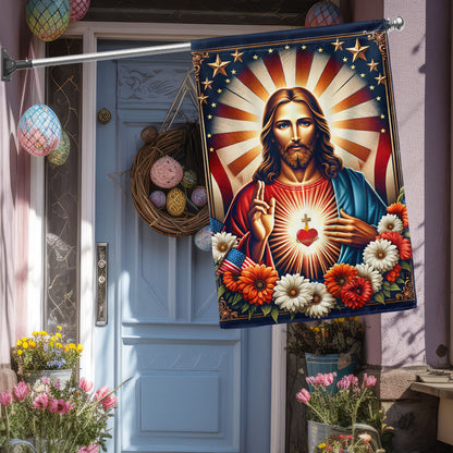FLAGWIX Sacred Heart of Jesus Religious American Flag