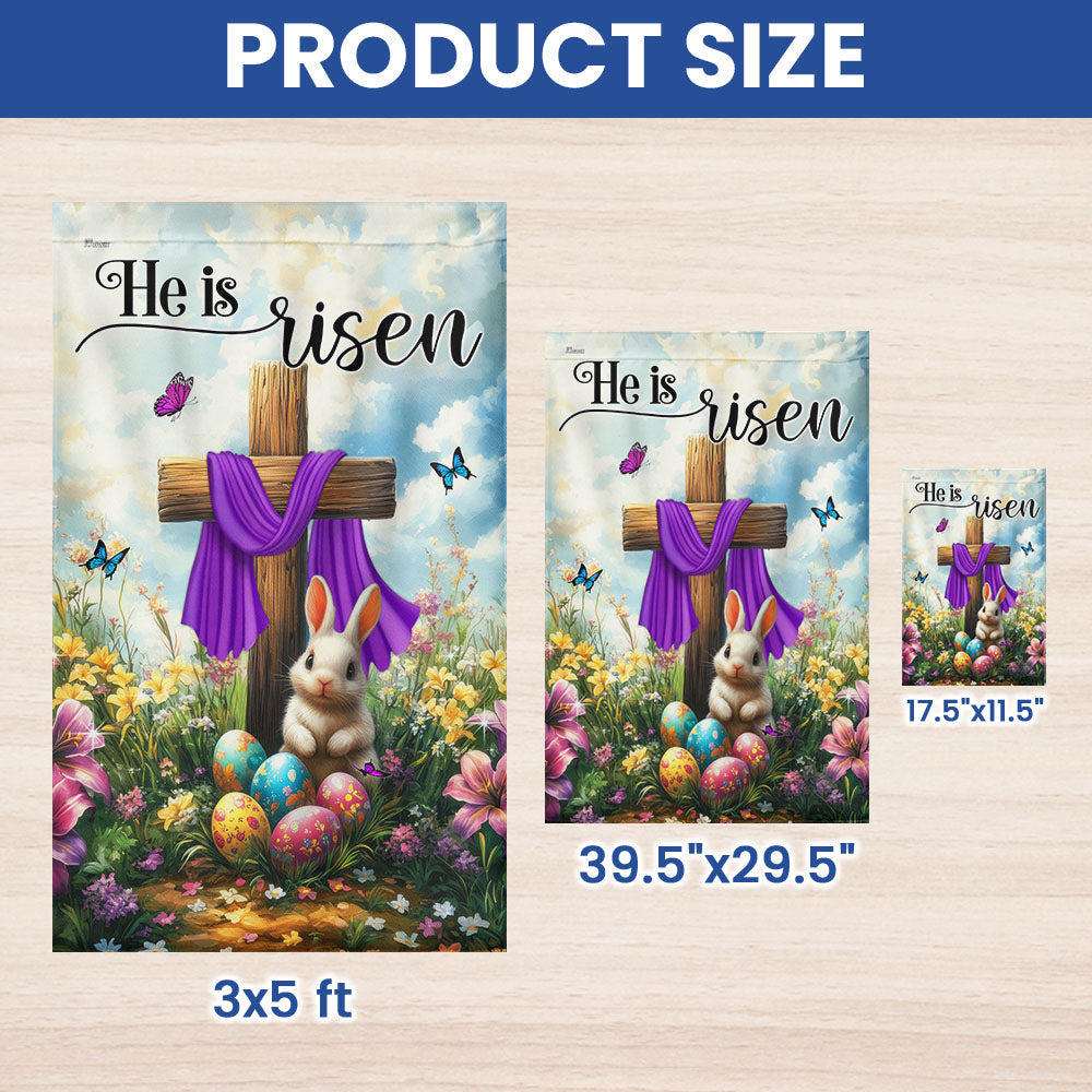 Easter Cross Rabbit He Is Risen Jesus Christ Flag