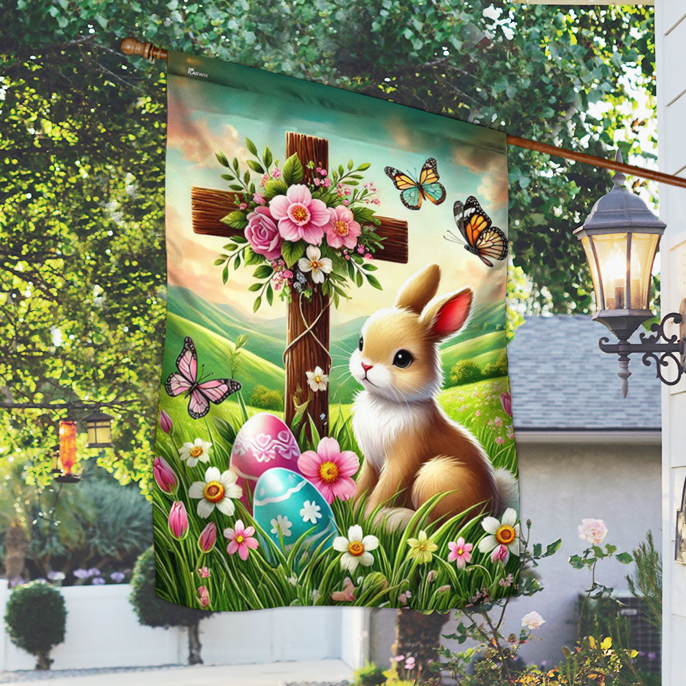 Easter Rabbit Bunny Christian Cross Happy Easter Flag