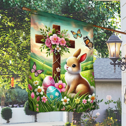 Easter Rabbit Bunny Christian Cross Happy Easter Flag