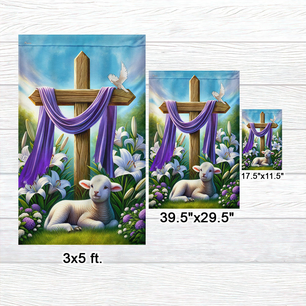 FLAGWIX  Easter Day Lamb Purple Cloth on Cross Flag