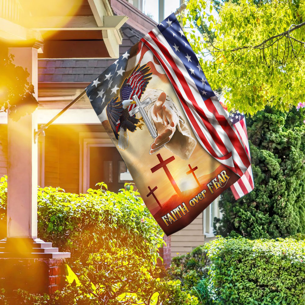 Faith Over Fear Jesus Cross Flag