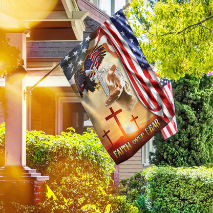 Faith Over Fear Jesus Cross Flag