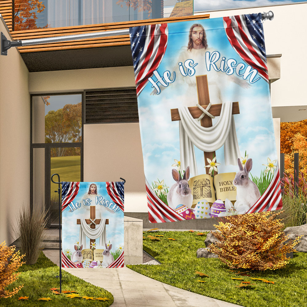 Easter Day Rabbit Flag He Is Risen Jesus Christ Flag
