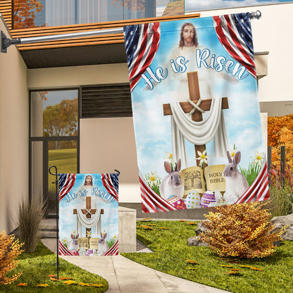 Easter Day Rabbit Flag He Is Risen Jesus Christ Flag