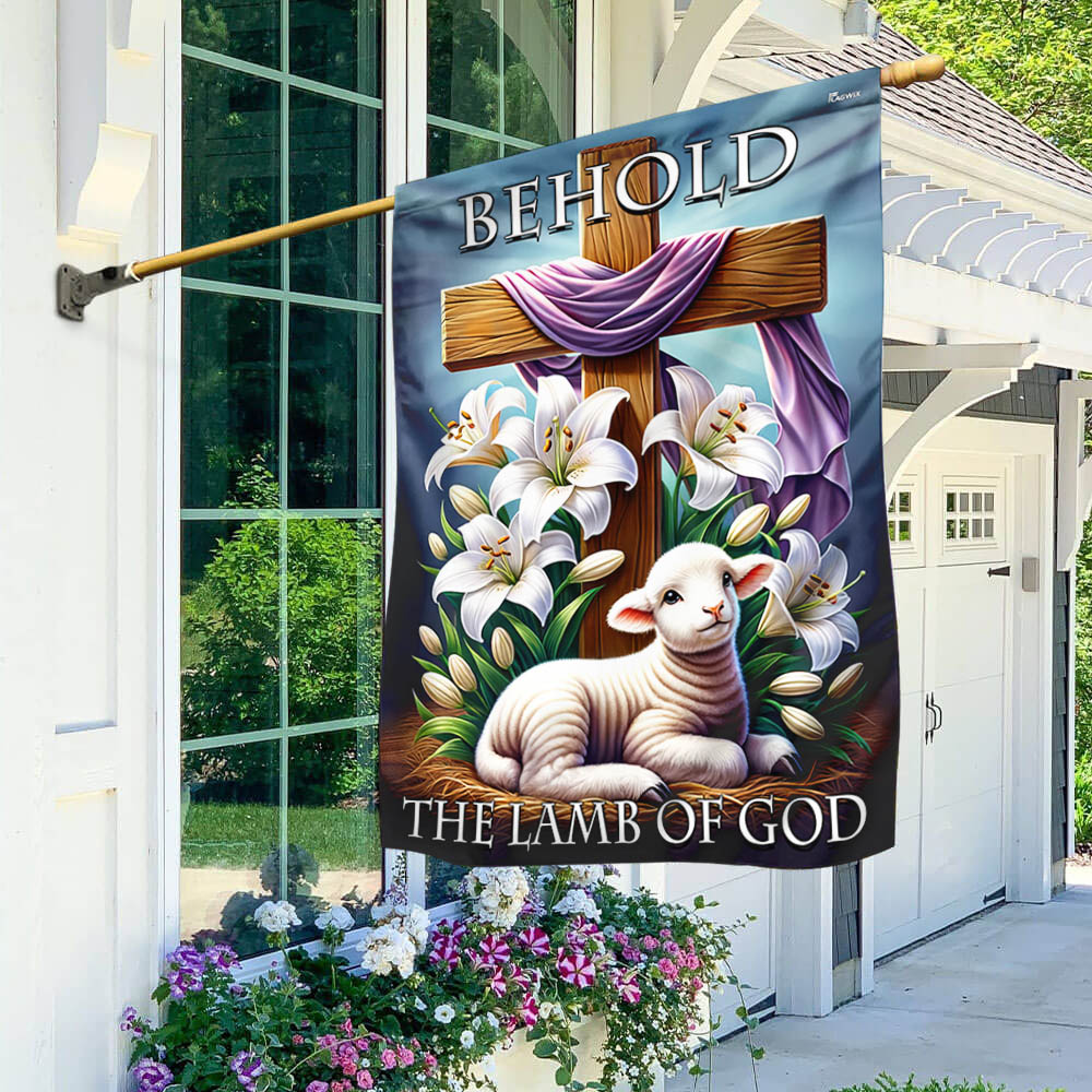 FLAGWIX  Easter Day Christian Cross Behold The Lamb Of God Flag
