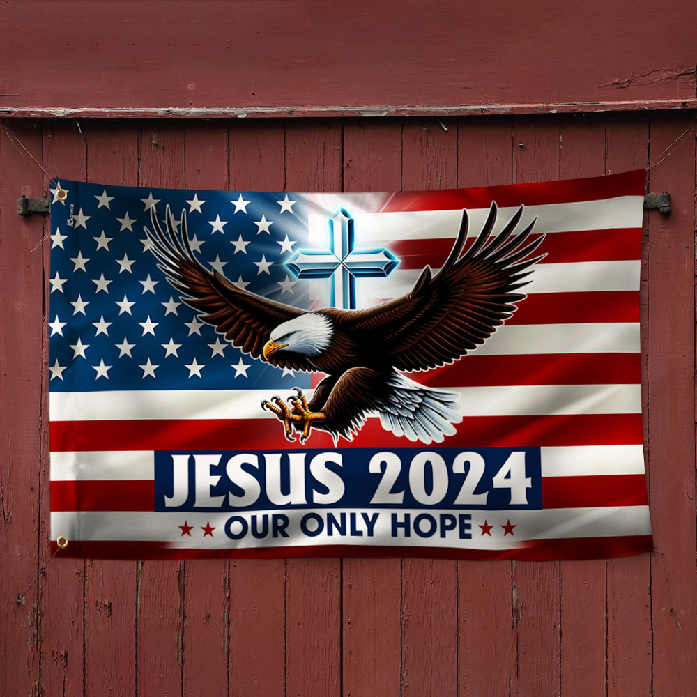 Jesus Our Hope American Eagle Grommet Flag