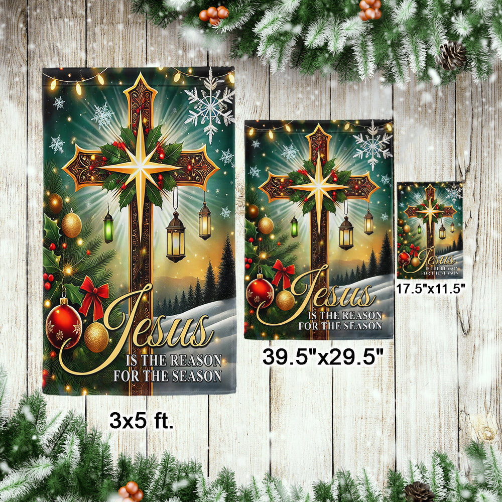 Christian Cross Christmas Flag Jesus Is The Reason For The Season Flag