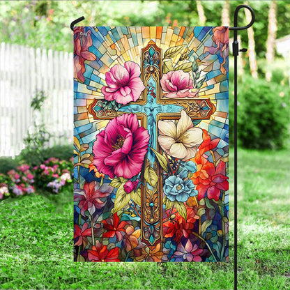 FLAGWIX  Christian Jesus Cross Divine Cross Floral Flag