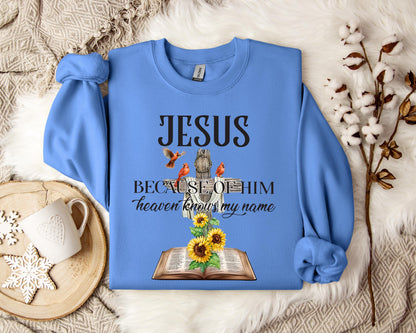 Because Of Him Heaven Knows My Name Sweatshirt