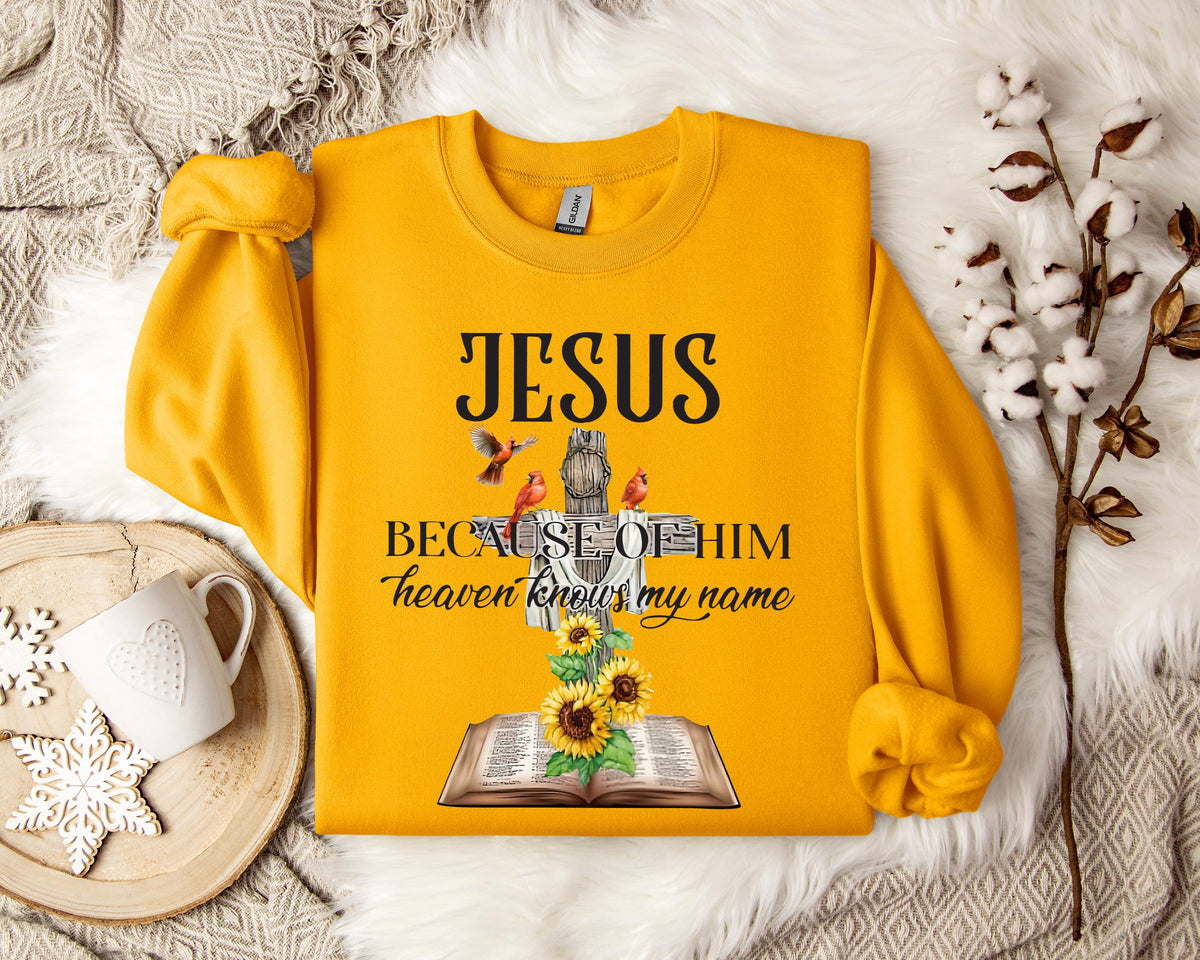 Because Of Him Heaven Knows My Name Sweatshirt