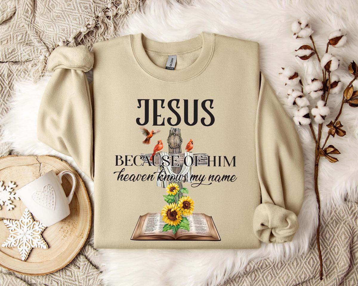 Because Of Him Heaven Knows My Name Sweatshirt