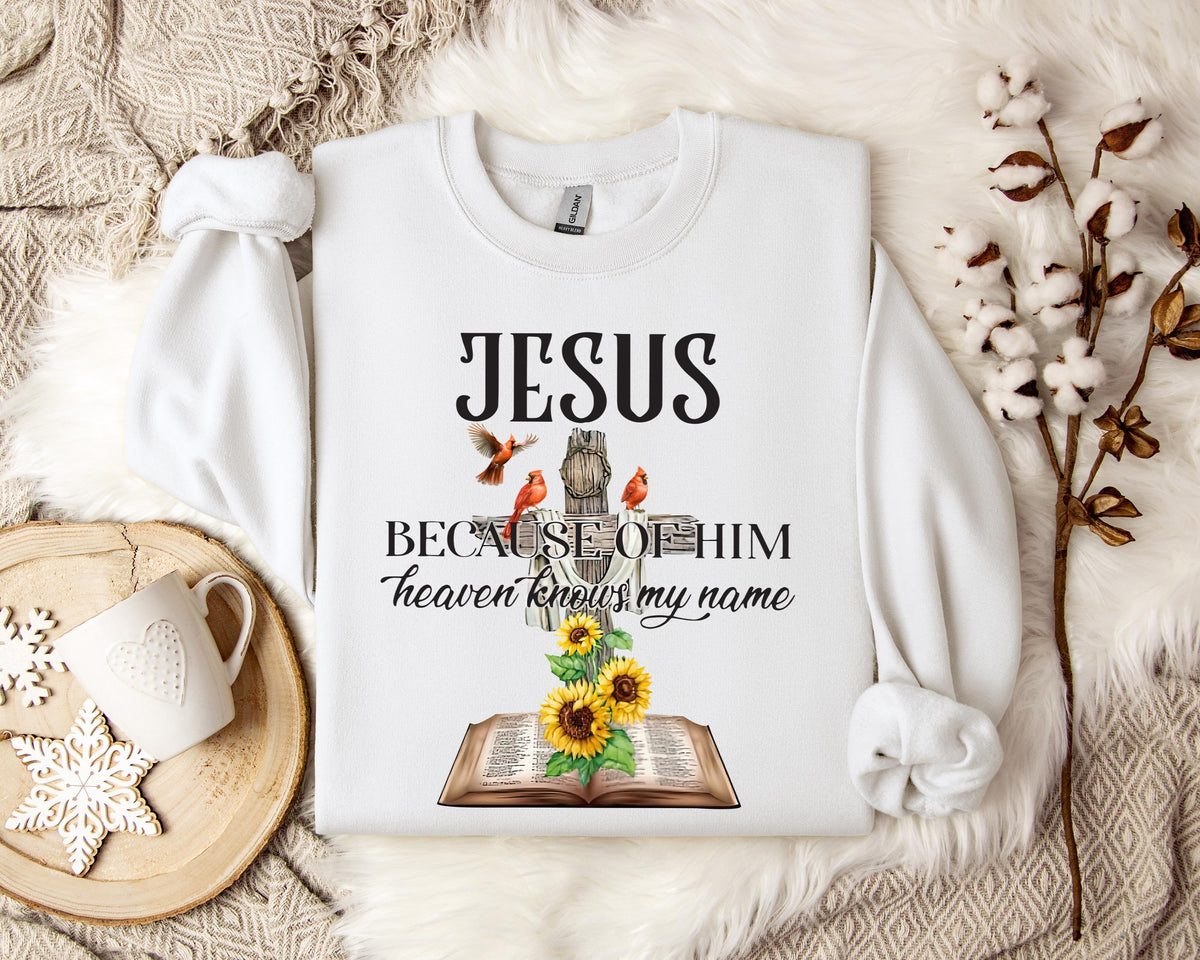 Because Of Him Heaven Knows My Name Sweatshirt