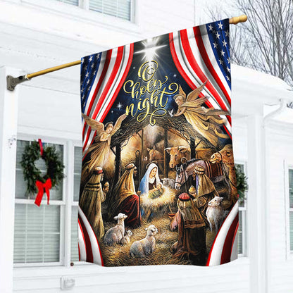 Christmas Silent Night Flag Jesus Is Born