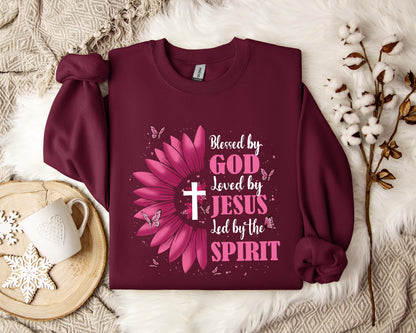 Blessed By God Loved By Jesus Led By The Spirit Sweatshirt