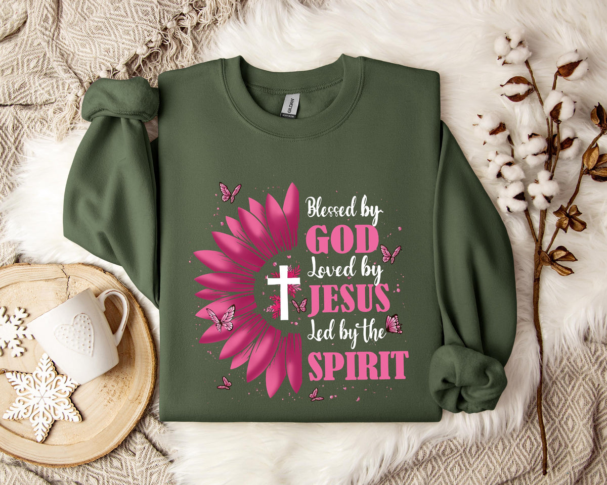 Blessed By God Loved By Jesus Led By The Spirit Sweatshirt