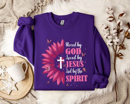 Blessed By God Loved By Jesus Led By The Spirit Sweatshirt