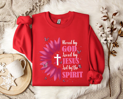 Blessed By God Loved By Jesus Led By The Spirit Sweatshirt