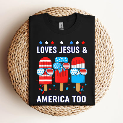 Boy Loves Jesus America Too Popsicle 4th July Christian Kids