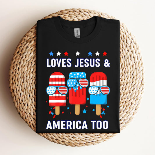 Boy Loves Jesus America Too Popsicle 4th July Christian Kids