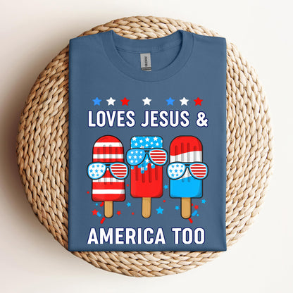 Boy Loves Jesus America Too Popsicle 4th July Christian Kids