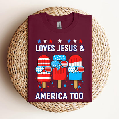Boy Loves Jesus America Too Popsicle 4th July Christian Kids