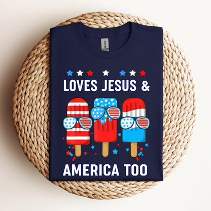 Boy Loves Jesus America Too Popsicle 4th July Christian Kids
