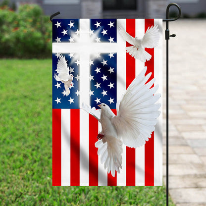 Peace Dove Christian Cross American Flag