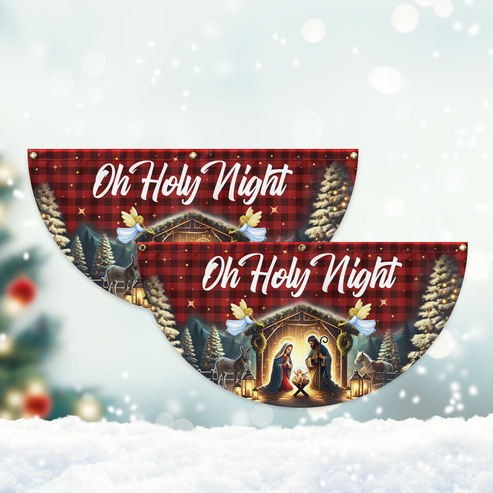Nativity Of Jesus Christmas Silent Night Oh Holy Night Non-Pleated Fan Flag