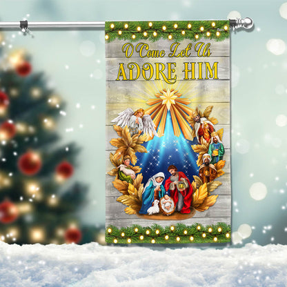 Nativity of Jesus Christmas Flag O Come Let Us Adore Him Holy Night Flag