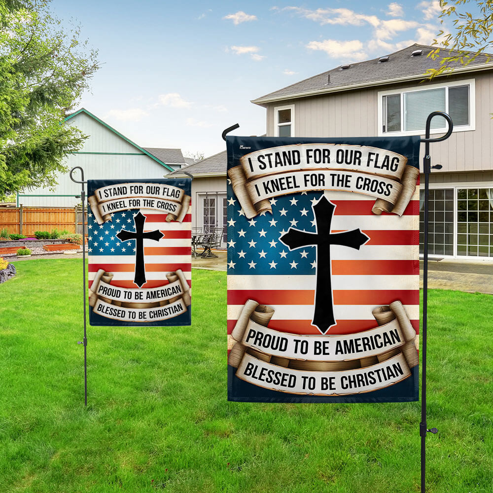 Patriotic Cross Flag Proud to be American Blessed to be Christian Flag