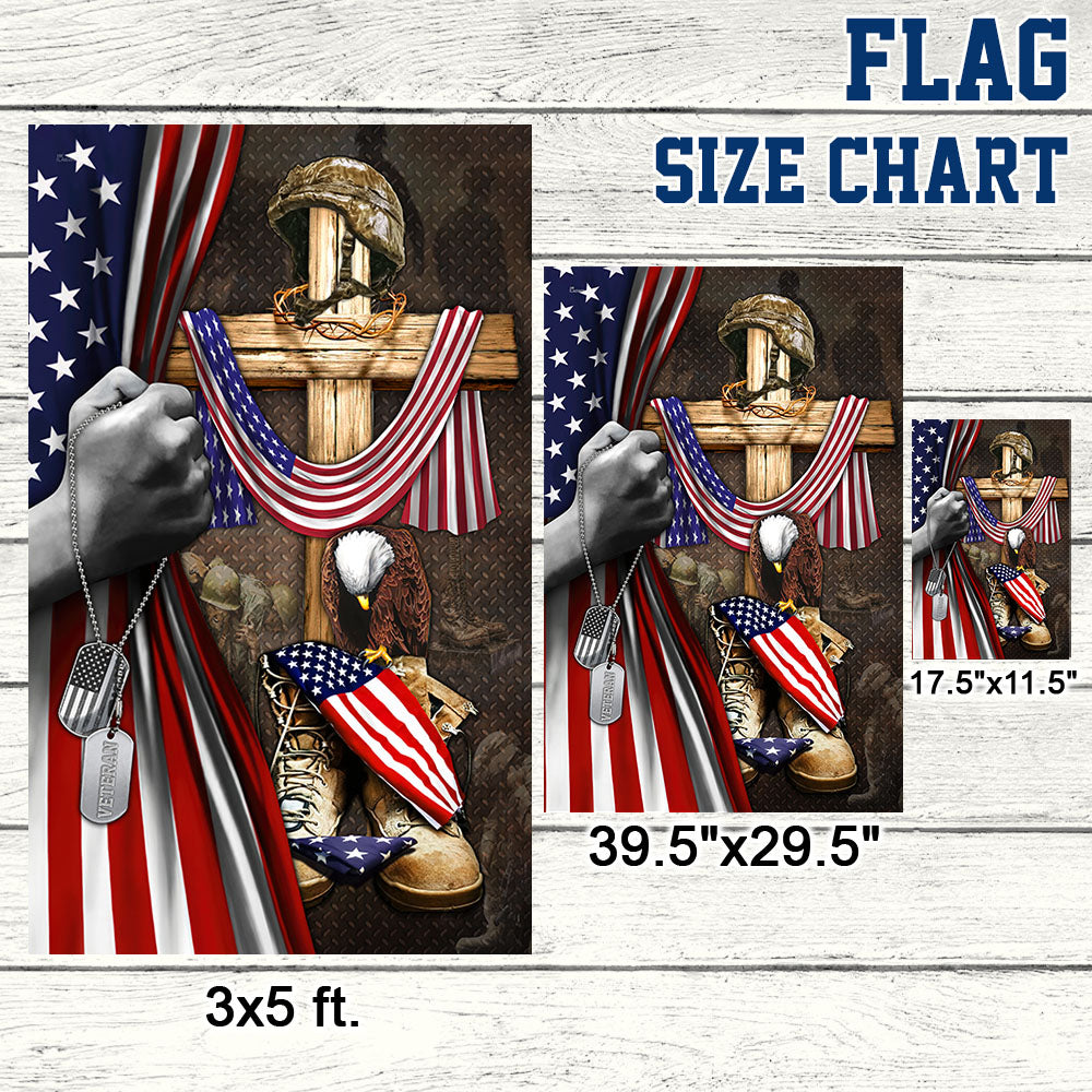 Flagwix American Flag - U.S. Veteran. Christian Cross American Patriot Memorial Flag