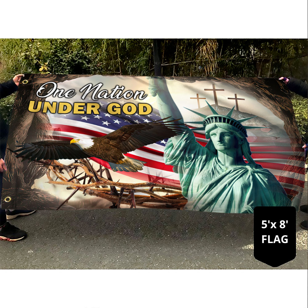 Christian Cross Grommet Flag One Nation Under God