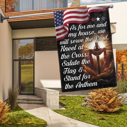 FLAGWIX  Jesus Cross American Flag As For Me And My House We Will Serve The Lord Flag 3-Day Shipping