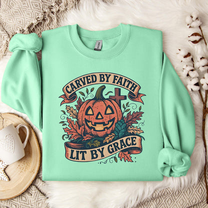Carved By Faith Lit By Grace Sweatshirt