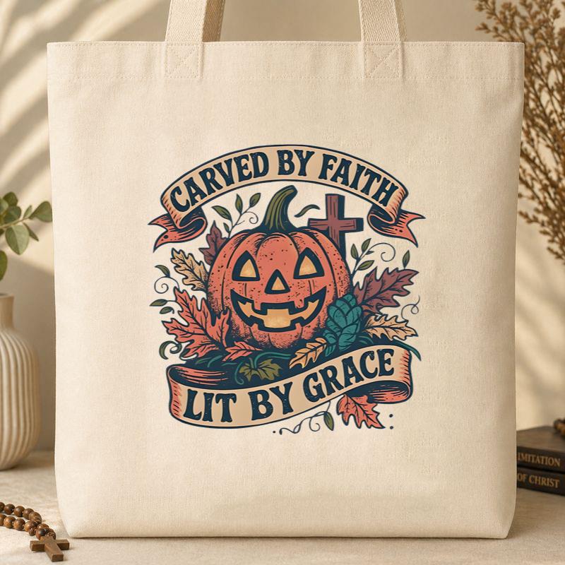 Carved By Faith Lit By Grace Tote Bag