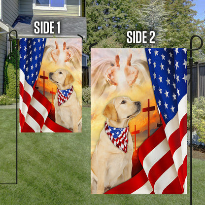 Yellow Lab Flag Labrador Retriever dog And Jesus US Flag