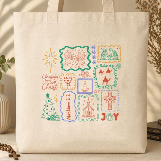 Christian Nativity Scene Tote Bag