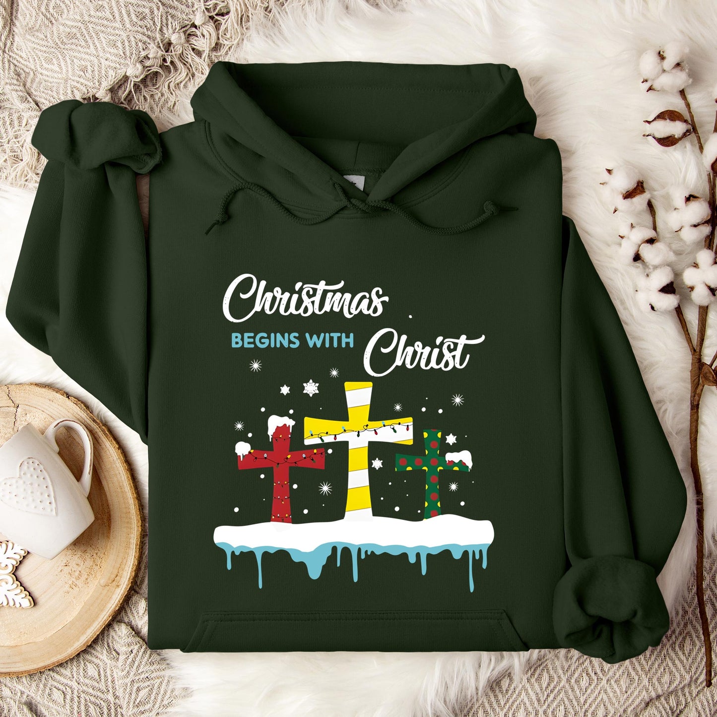 Christmas Begins With Christ Hoodie