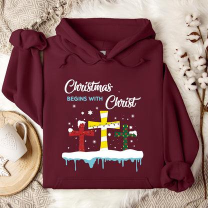 Christmas Begins With Christ Hoodie